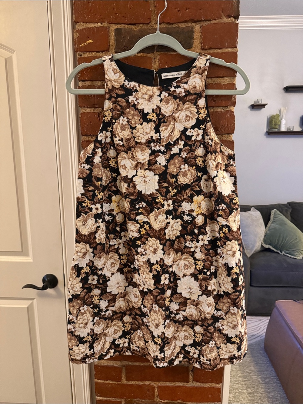 Abercrombie & Fitch Floral Sleeveless Mini Dress in Black and Brown